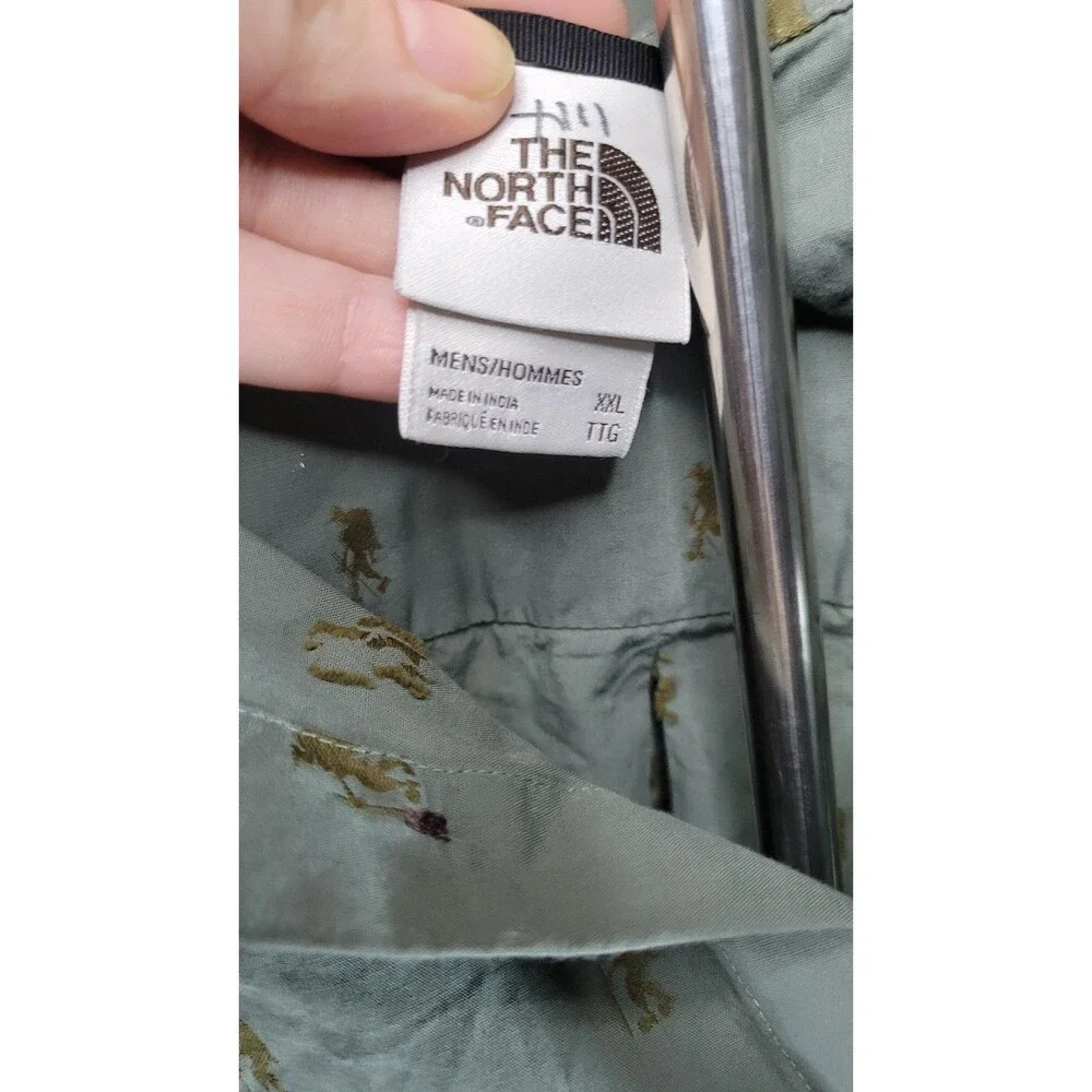 The North Face Men’s XXL Embroidered Hiker Button Up Shirt Sage Green Cotton‎